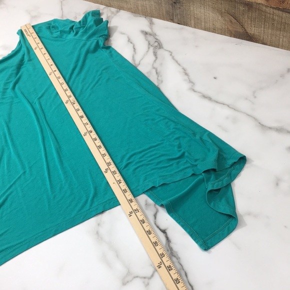 Logo Lori‎ Goldstein Aqua Green Tunic T Shirt Womens Medium Split Back Tee - Picture 9 of 9